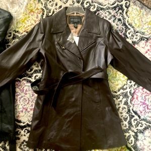 Centigrade brown real leather 1x woman’s coat new